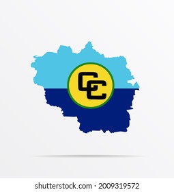 Map Luhansk People's Republic Combined With Caribbean Community (CARICOM) Flag.