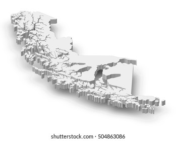 Map - Magellan And Chilean Antarctica (Chile) - 3D-Illustration