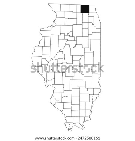 Map of McHenry County in Illinois state on white background. single County map highlighted by black colour on Illinois map. UNITED STATES, US