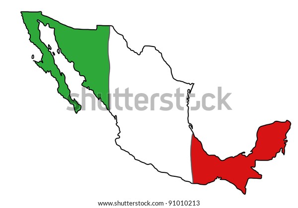 Map Mexico Mexican Flag Colours Stock Illustration 91010213