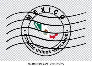 Map Of Mexico, Postal Passport Stamp, Travel Stamp, Clipping Path