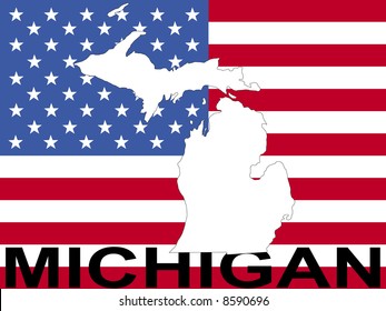 Map Michigan On American Flag Illustration Stock Illustration 8590696 ...