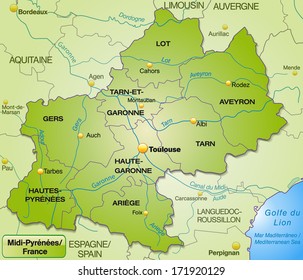 127 Midi pyrenees map Images, Stock Photos & Vectors | Shutterstock