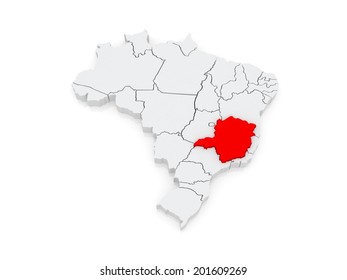 Map Of Minas Gerais. Brazil. 3d