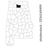 Map of Morgan County in Alabama state on white backround. single County map highlighted by black color on Alabama map. UNITED STATES, US