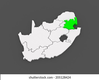 Map Of Mpumalanga (Nelspruit). South Africa. 3d