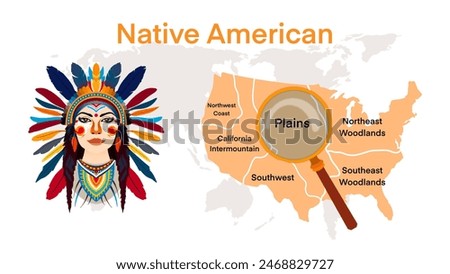 The map of Native American tribes, Indigenous peoples of the Americas, American Indians from the contiguous United States and Alaska Natives, the indigenous peoples of the United States