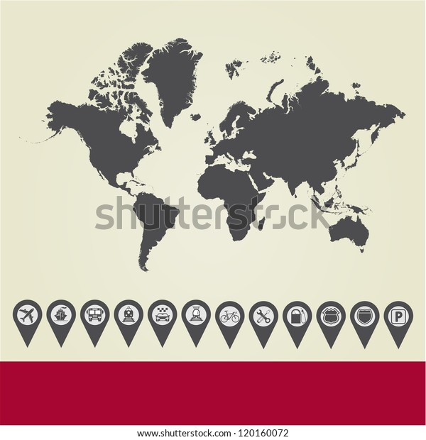 Map with Navigation Icons. Vol. 2. Vector\
version also available in my\
portfolio.