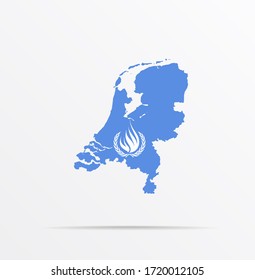 Map Netherlands Combined With Office Of The High Commissioner For Human Rights OHCHR Flag.