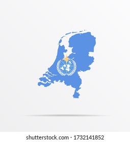 Map Netherlands Combined With World Meteorological Organization WMO Flag.