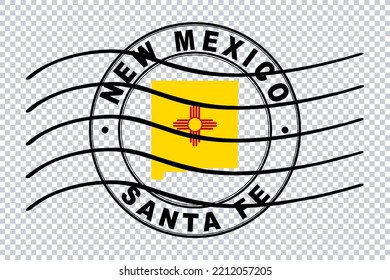 Map Of New Mexico, Postal Passport Stamp, Travel Stamp, Clipping Path