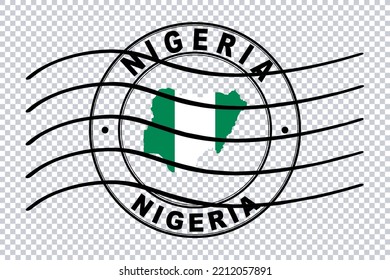 Map Of Nigeria, Postal Passport Stamp, Travel Stamp, Clipping Path