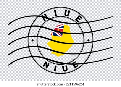 Map Of Niue, Postal Passport Stamp, Travel Stamp, Clipping Path