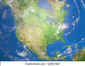 Map Of North America, 3D Illustration