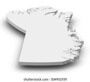 Map - Northeast Greenland National Park (Greenland) - 3D-Illustration