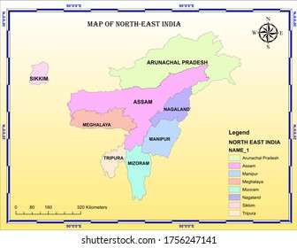 map of Northeast Indian States