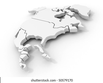 Map Of Northern America. 3d