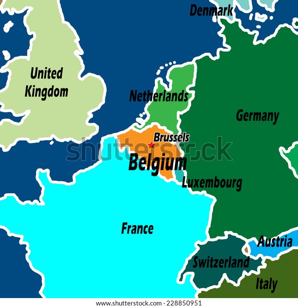 Map Northern Europe Belgium Highlighted Light Stock Illustration