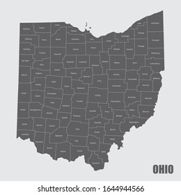 A Map Of The Ohio State And Its Counties With Labels