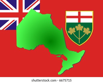 Map Of Ontario And Their Flag Illustration JPG