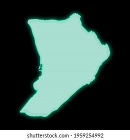 Map Of Palau, Old Green Computer Terminal Screen, On Dark Background