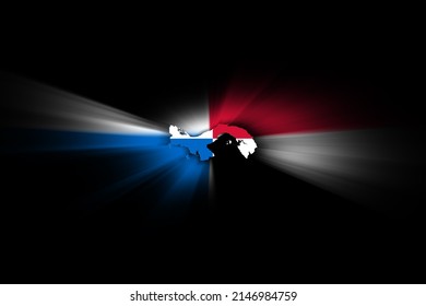 Map of Panama, on black background, map with flag