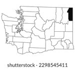 Map of pend oreille County in Washington DC state on white background. single County map highlighted by black colour on WASHINGTON map. UNITED STATES, US