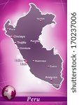 Map of Peru with abstract background in violet