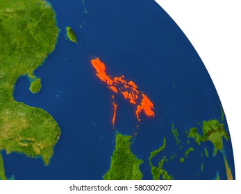 Map Philippines Surrounding Region On Planet Stock Illustration ...