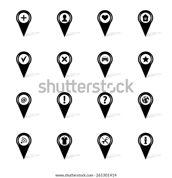 Map pin icon\
set for web and mobile\
application