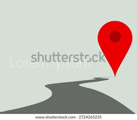 A map pin marks your destination at the end of the road in an illustration about navigation and travel.
