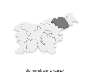 Map Of Podravska Region. Slovenia. 3d