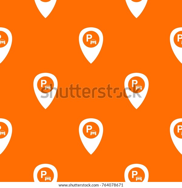 Map pointer with\
car parking pattern repeat seamless in orange color for any design.\
 geometric\
illustration