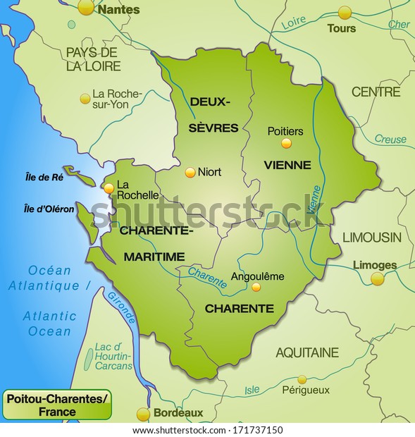 Map Poitoucharentes Borders Green Stock Illustration 171737150 ...