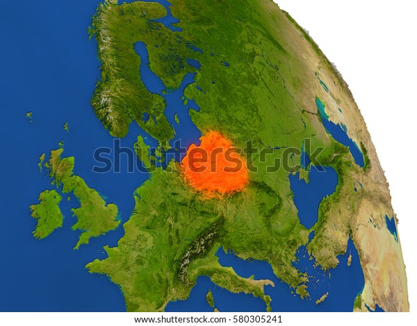 Map Poland Surrounding Region On Planet Stock Illustration 580305241