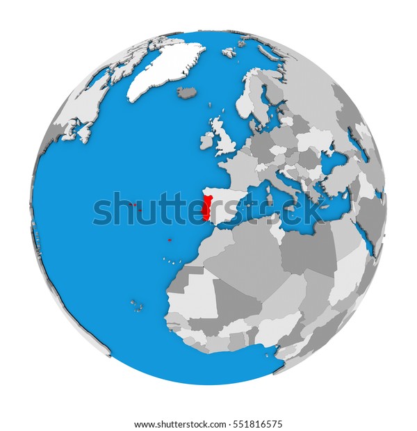 Map Portugal Highlighted Red On Globe Stock Illustration 551816575