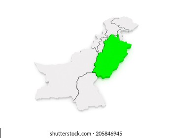 Map Of Punjab. Pakistan. 3d