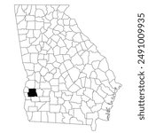 Map of Randolph County in Georgia state on white background. single County map highlighted by black colour on Georgia map. UNITED STATES, US