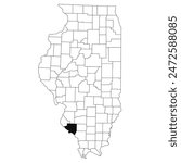 Map of Randolph County in Illinois state on white background. single County map highlighted by black colour on Illinois map. UNITED STATES, US