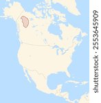 Map of Range, Mountains Mackenzie Mountains in North America