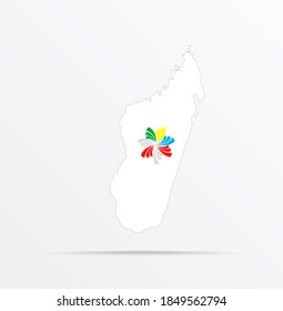 Map Republic Of Madagascar Combined With Pacific Alliance Flag.