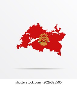 Map Republic Of Tatarstan Combined With Warsaw Pact (WP) Flag.