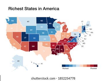 Map Of Poorest States Map Richest Poorest States Usa Stock Illustration 1852254778 | Shutterstock