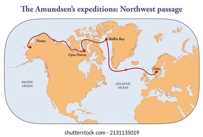 Map Of The Roald Amundsen Expedition To The Northwest Passage
