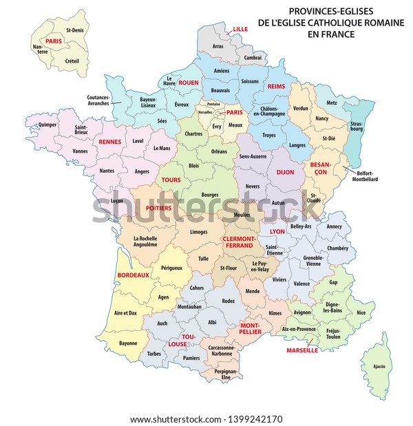 Map Roman Catholic Church Provinces France Stock Illustration ...