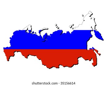 Map Of Russian Federation With Their Flag Illustration JPEG