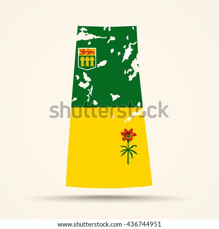 Map of Saskatchewan in Saskatchewan flag colors