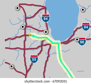 Map Showing Roads Turn By Turn Stock Illustration 67092031 | Shutterstock