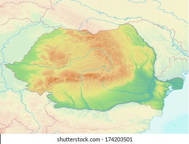 Map Showing Topography Romania Without Labels Stock Illustration ...