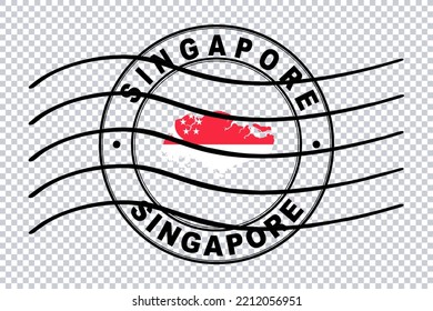 Map Of Singapore, Postal Passport Stamp, Travel Stamp, Clipping Path